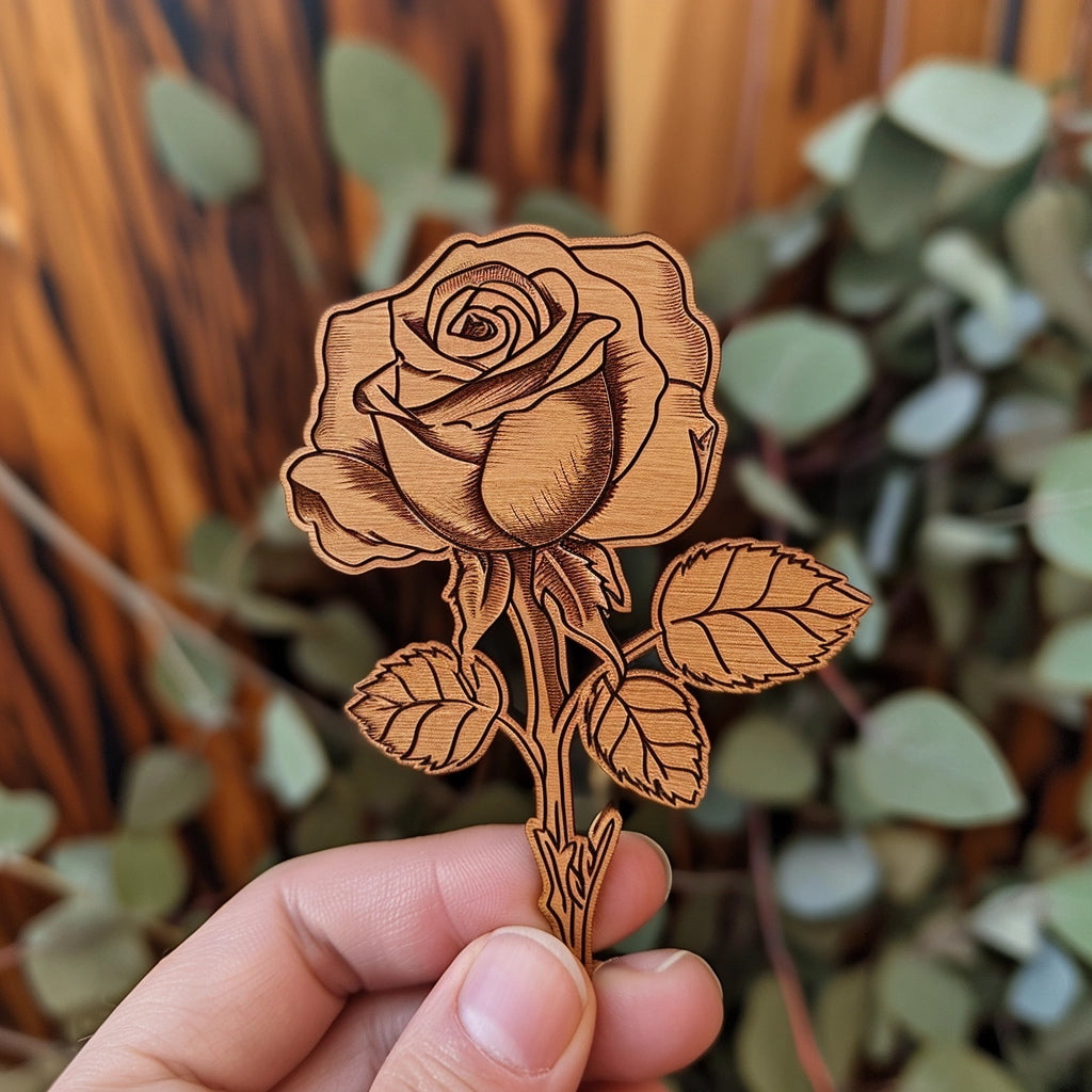 laser engraving and cutting wood rose