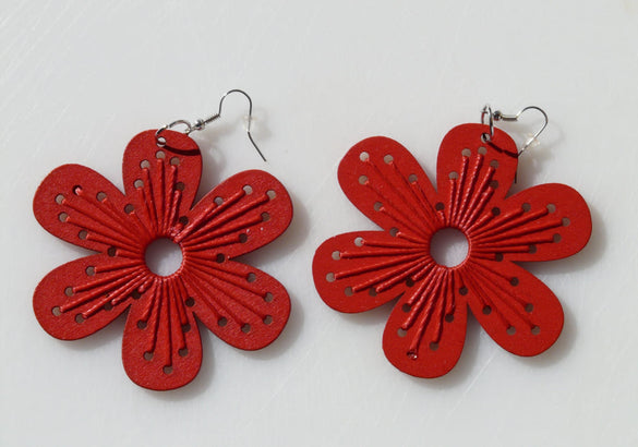 laser cut wood earrings