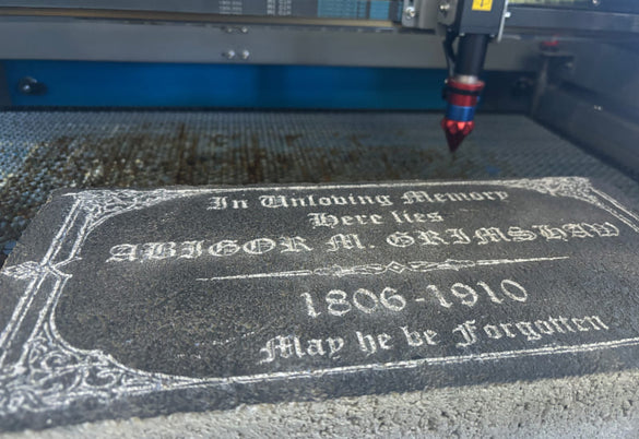 laser engraved gravestone