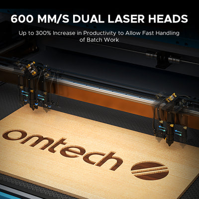 OMTech Maker ZF3551-130 130W CO2 Laser Cutter and Engraver with 35" x 51" Workbed and Dual Laser Tubes and Heads