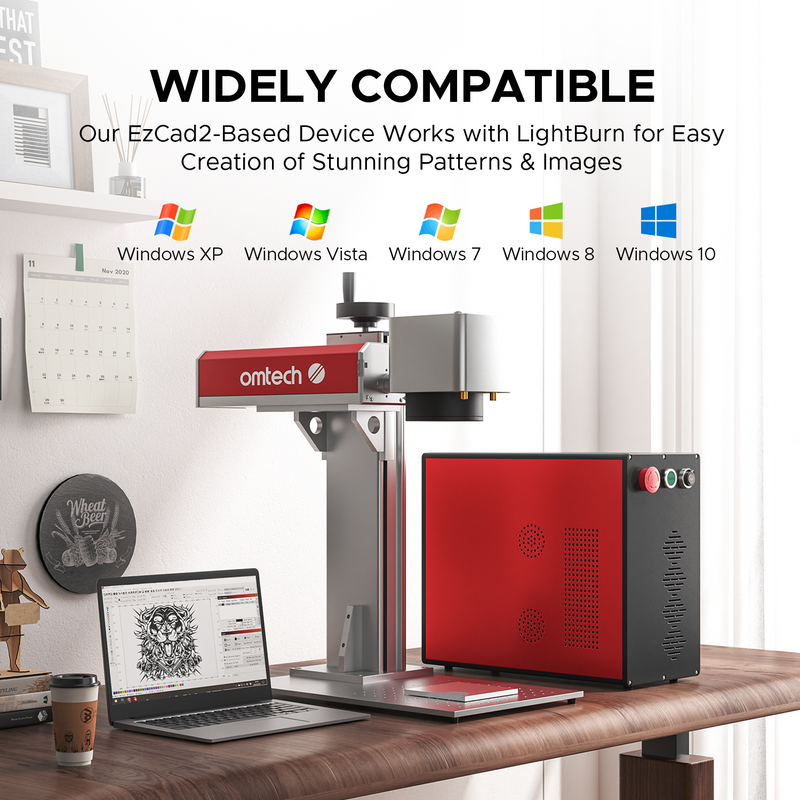 OMTech MOPA 60W Split Fiber Laser Engraver with 6.9" x 6.9" Working Area