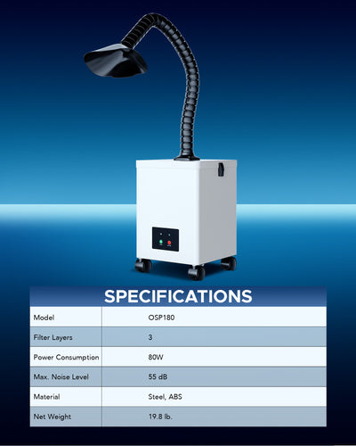 80W 3-Stage Filter Fume Extractor/Air Purifier for Fiber Machines