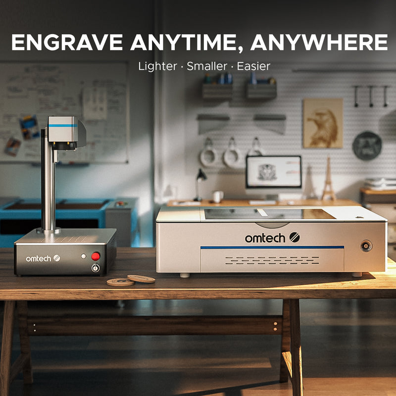 OMTech Fiber Laser Marking Machine Net weight 40 lb.Could Engraving Anywhere, Lighter, Smaller, Easier