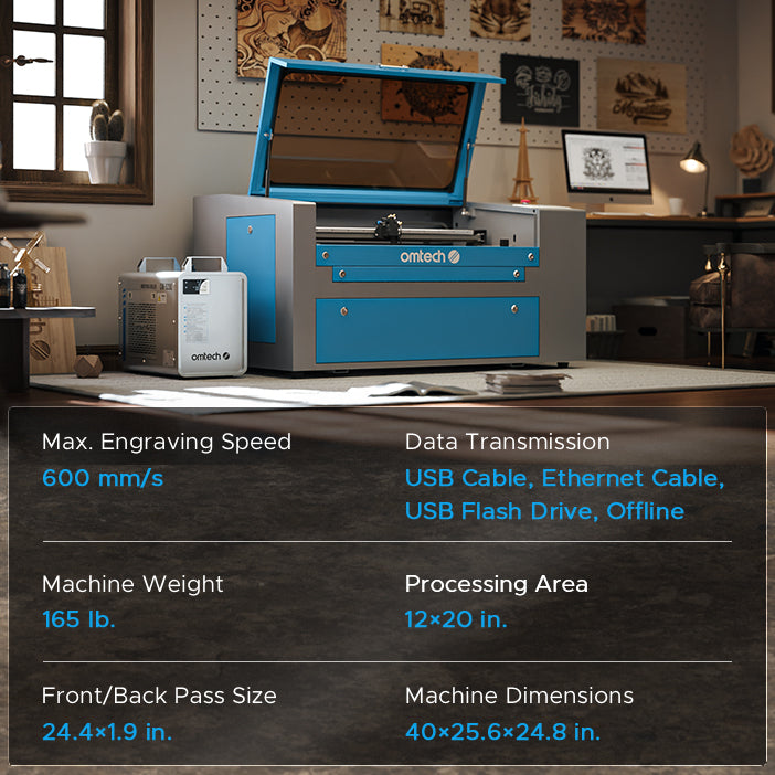 Maker 25 50W CO2 Laser Engraver Cutting Machine with 12&