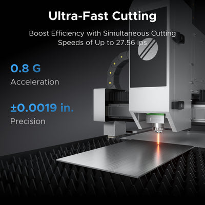 OMTech 1500W Open Metal Laser Cutter Machine with Built-in Water Chiller & External Exhaust Fan