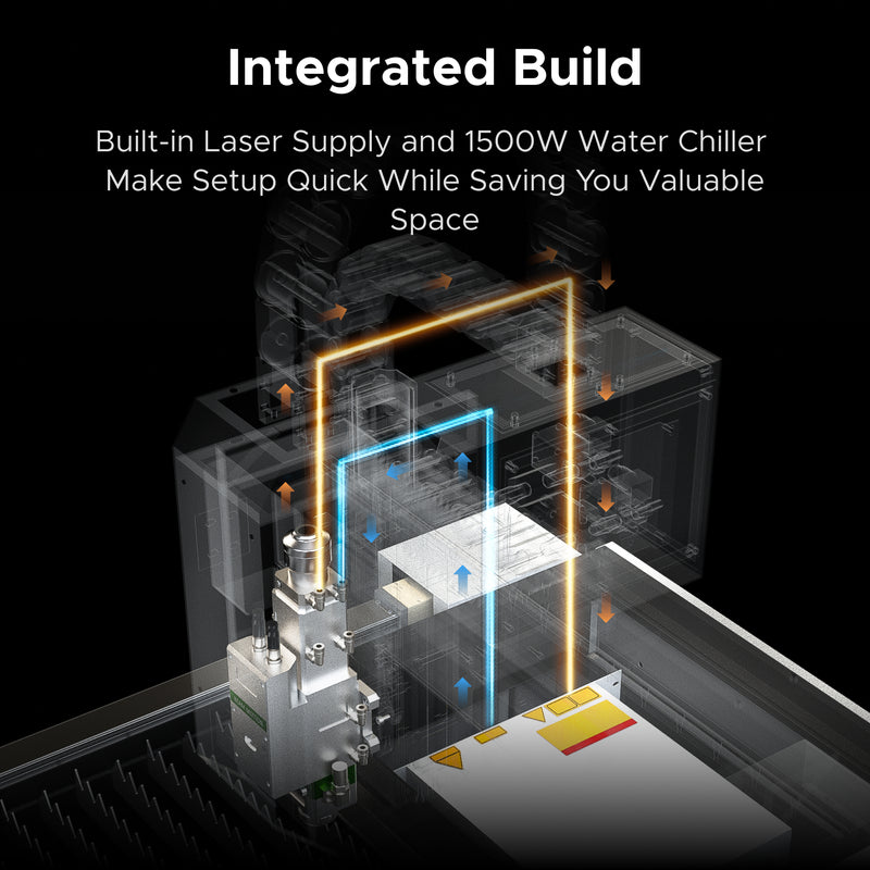 OMTech 1500W Open Metal Laser Cutter Machine with Built-in Water Chiller & External Exhaust Fan