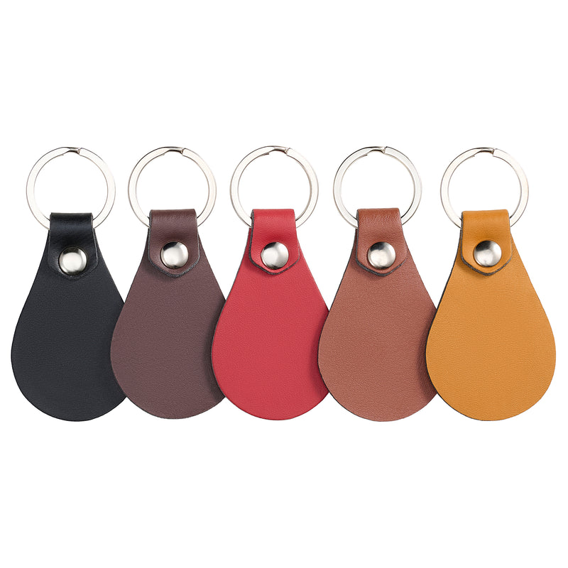 OMTech 200pc Leather Key Fob Kit, Drop Shaped Leather Key Chain Key Tag Bulk for Laser Engraving Keychain Making DIY Craft