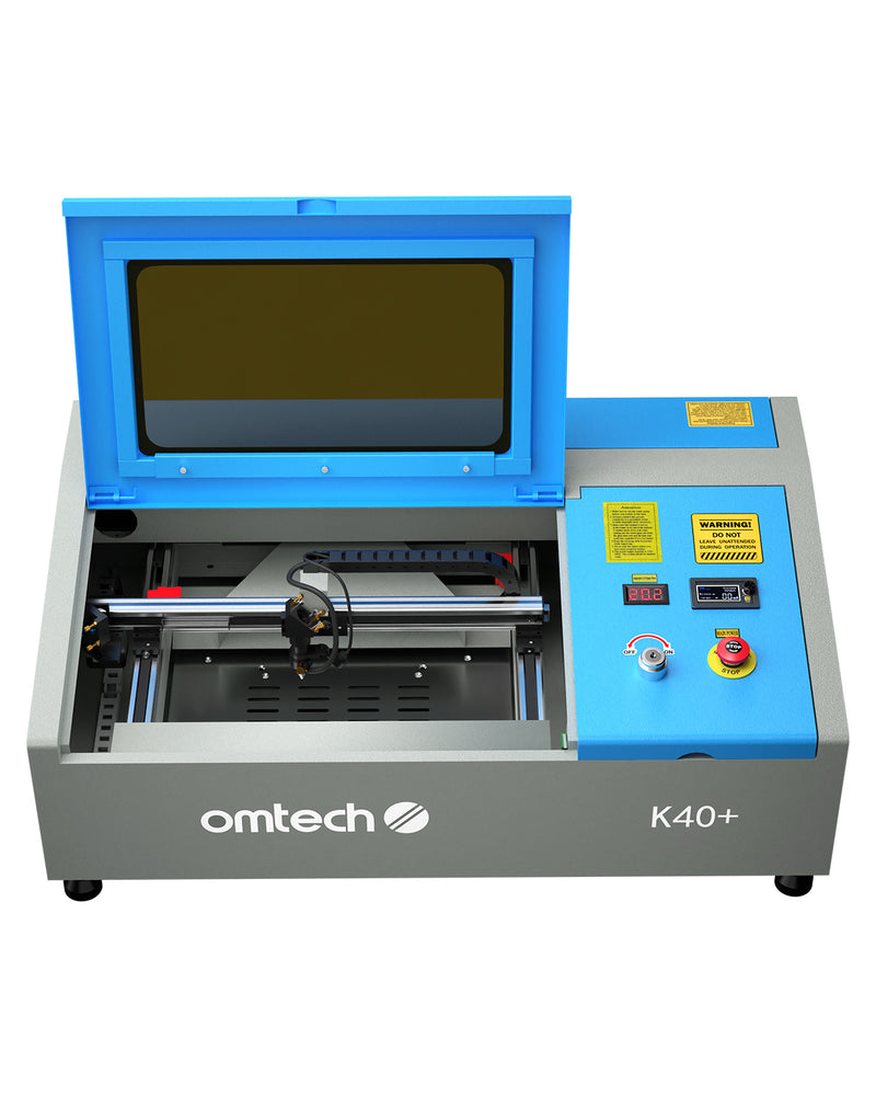 DF0812-40BN - K40+ - 40W CO2 Desktop Laser Engraver Machine with 8'' x –  OMTech Laser