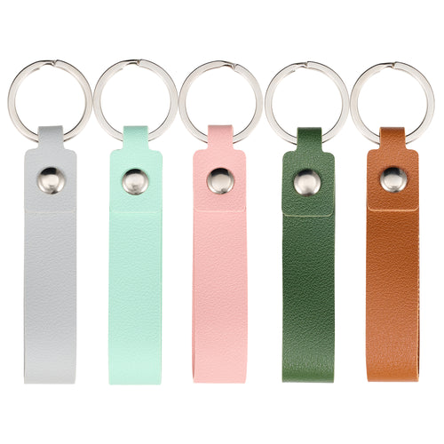 OMTech 100pc/200pc Leather Key Fob Kit, PU Leather Keychain Blanks with Rives and Key Rings