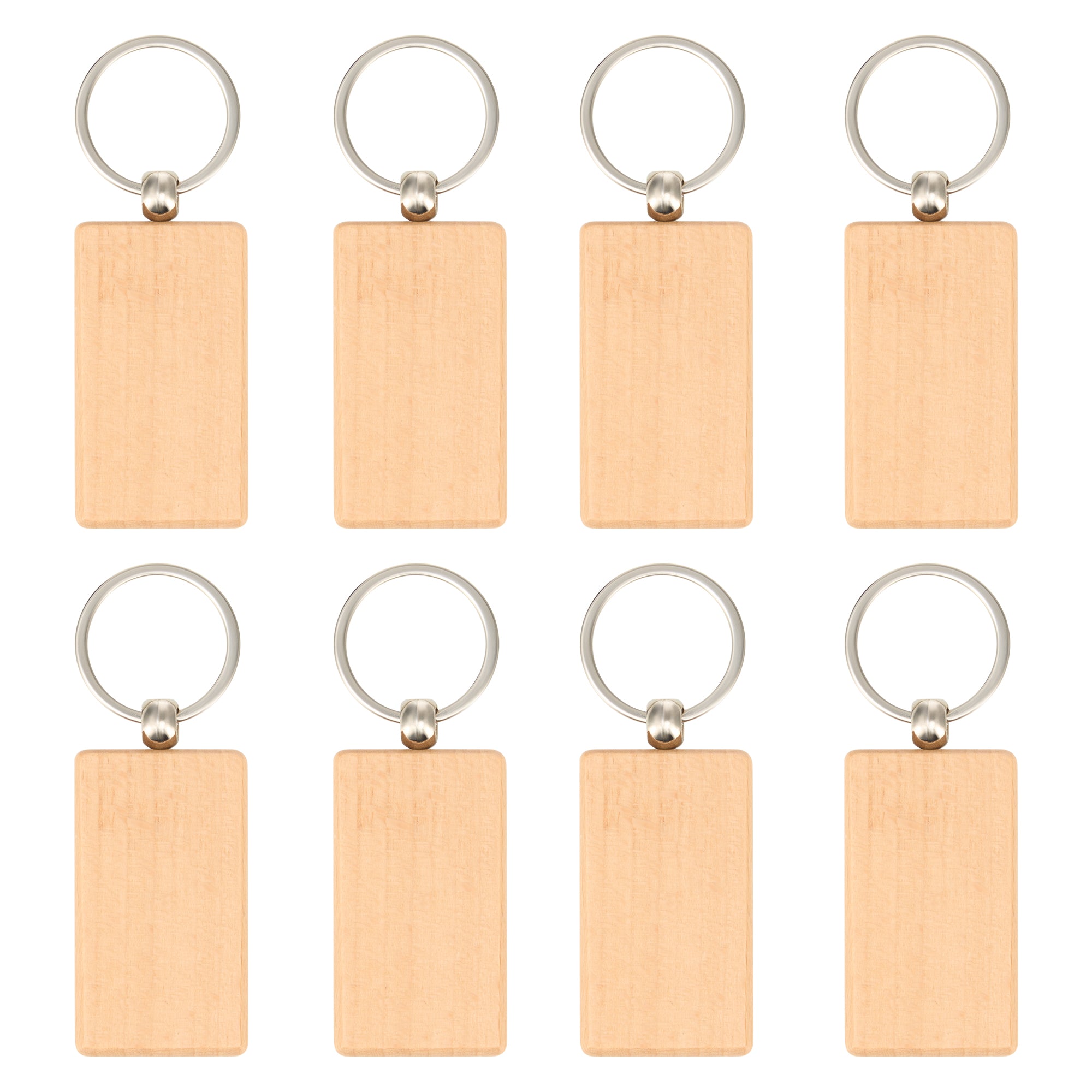 OMTech 50pcs Wooden Keychain Blanks, Unfinished Wooden Key Rings Key Tags for Laser Engraving Keychain Making DIY Craft Gift Accessories