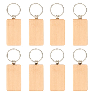 OMTech 30pc/50pcs/100pc Wooden Keychain Blanks, Unfinished Wooden Key Rings Key Tags for Laser Engraving Keychain Making DIY Craft Gift Accessories