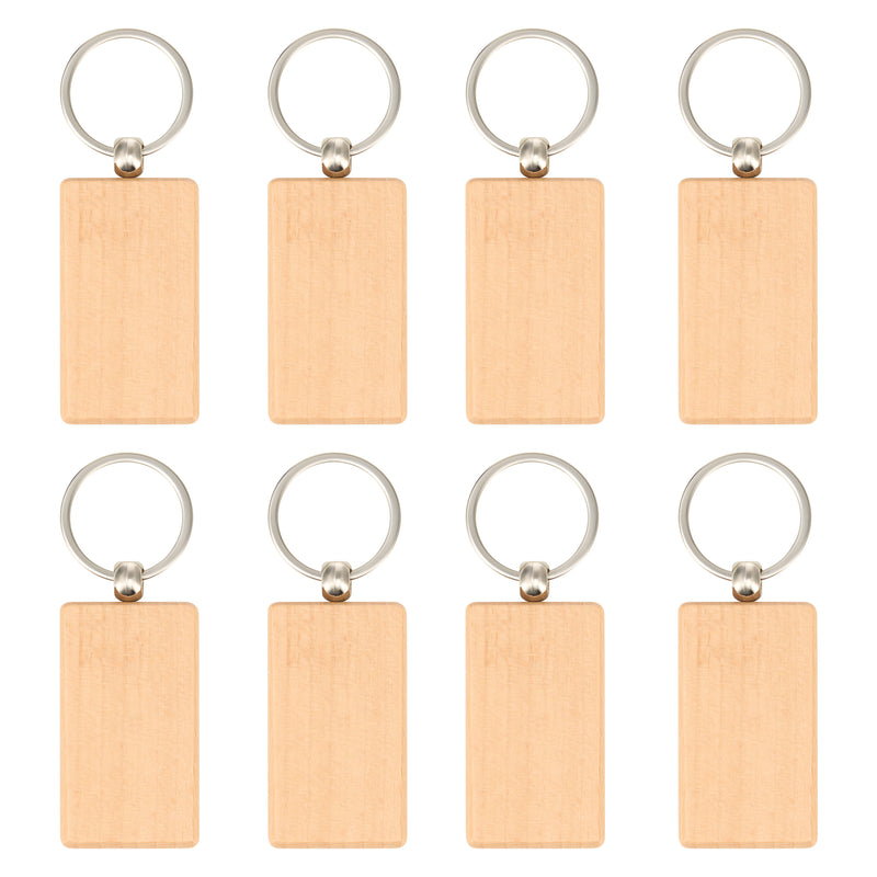 OMTech 30pc/50pcs/100pc Wooden Keychain Blanks, Unfinished Wooden Key Rings Key Tags for Laser Engraving Keychain Making DIY Craft Gift Accessories