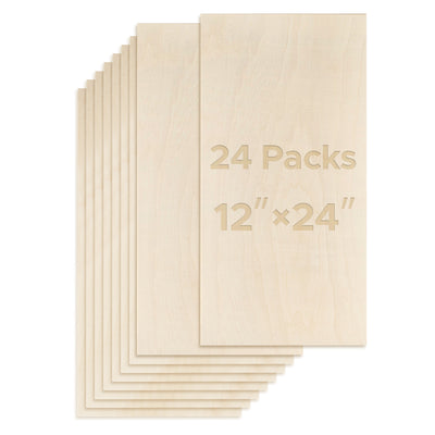 OMTech 24 Pack Poplar Wood Sheets, 12 x 24 Inch Poplar Plywood Sheets for Laser Engraving & Cutting