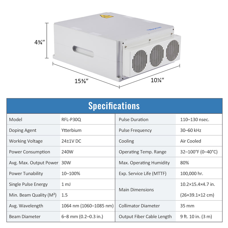 Replacement 30W Raycus Fiber Laser Source for 1064 Fiber Laser Engravers