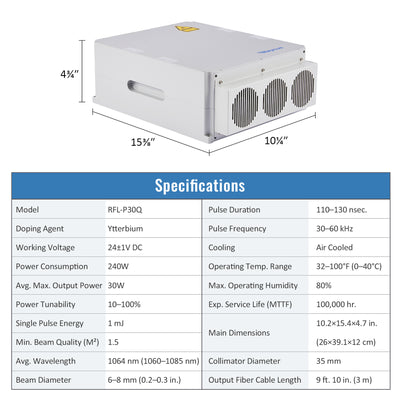 Replacement 30W Raycus Fiber Laser Source for 1064 Fiber Laser Engravers