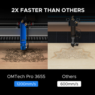 OMTECH PRO 3655, 130W AND 150W CO2 Laser Engraver and Cutter With Autofocus and Built-in Water Chiller