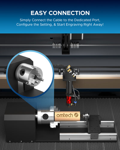 Rotary Axis with Jaw Chuck for 50W and up CO2 Laser Engraver Cutting Machine