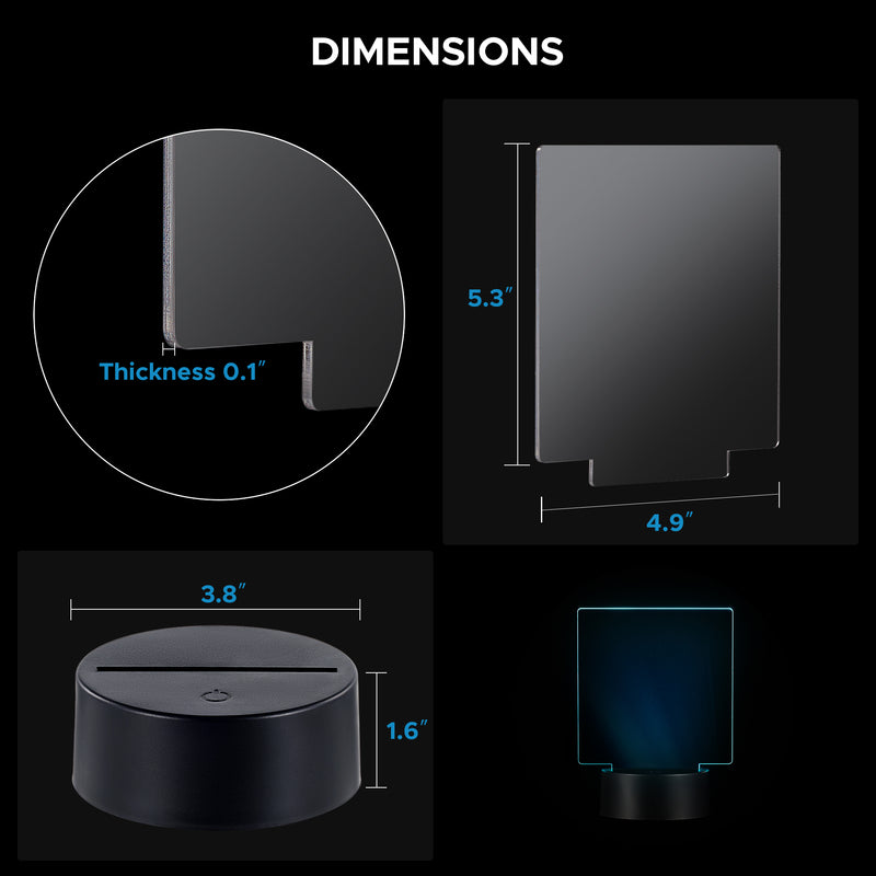 OMTech 12 Sets LED Light Base with Acrylic Blank Sheets, Acrylic LED Light Lamps with Remote Controls, USB Cables, 16 Colors, & 4 Modes