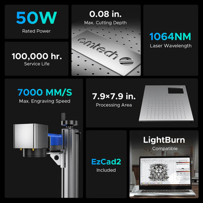 FM7979-50S - 50W Split Fiber Laser Marker Engraving Machine with 7.9'' x 7.9'' Working Area