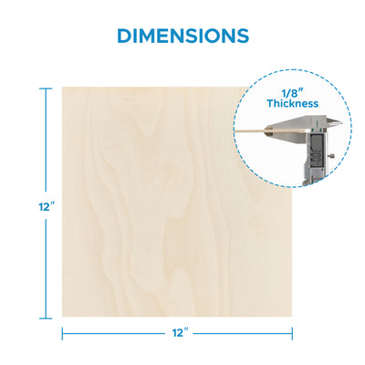 OMTech 24 Pack Poplar Wood Sheets, 12 x 12 Inch Poplar Plywood Sheets for Laser Engraving & Cutting