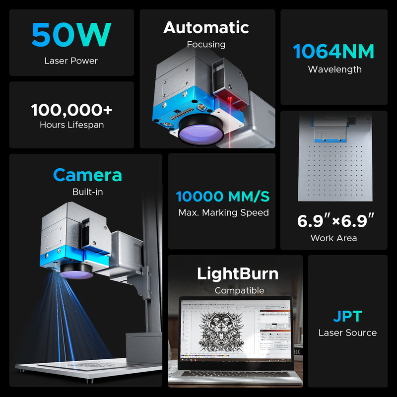 FM6969-50S-50W Split Fiber Laser Marker Engraving Machine with 6.9&