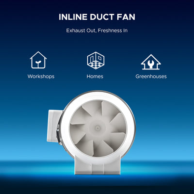 5.67” Inline Duct Fan, 318 cfm Ventilation Exhaust Fan with Quiet 75W AC Motor