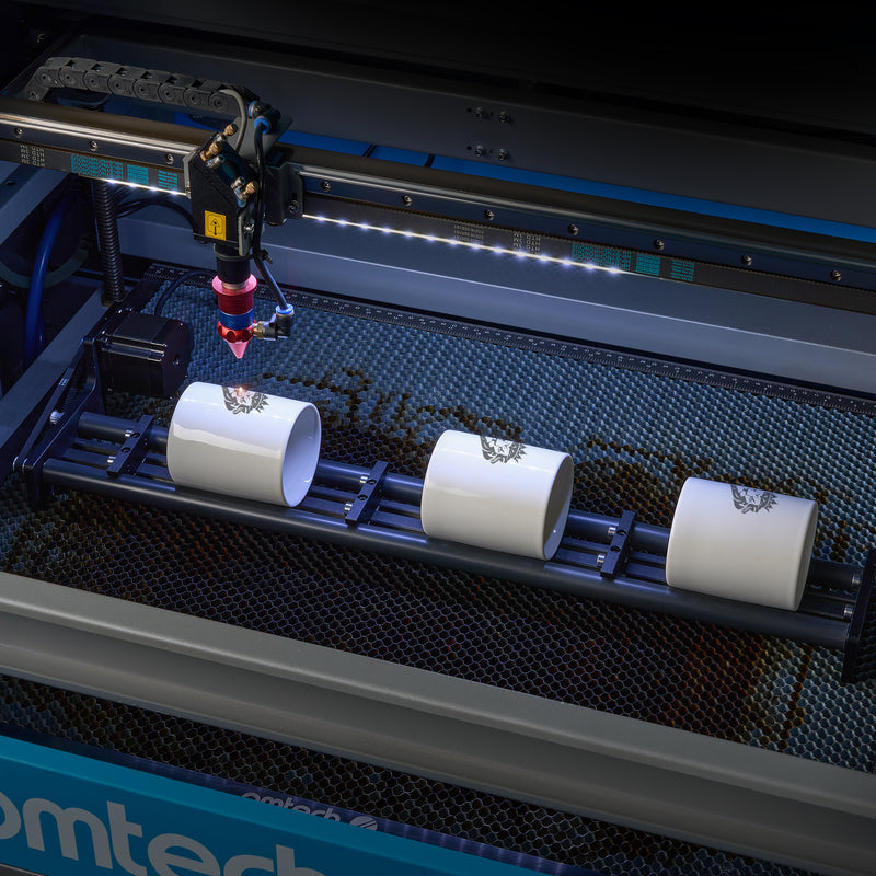 OMTech Laser Rotary Roller for 60-100mm Cylindrical Objects, 360 Degree Rotary Axis for 50W+ CO2 Laser Engravers, Excluding 50W 20"x12" Engraver