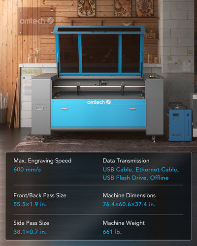 Pre-Owned ZF3551-130 - 130W CO2 Dual Laser Engraver Cutting Machine with 35” x 51” Workbed with Dual Laser Tubes and Laser Heads