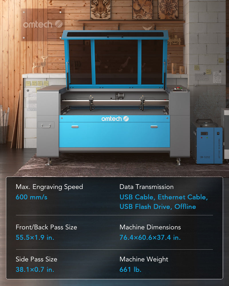 Pre-Owned ZF3551-130 - 130W CO2 Dual Laser Engraver Cutting Machine with 35” x 51” Workbed with Dual Laser Tubes and Laser Heads