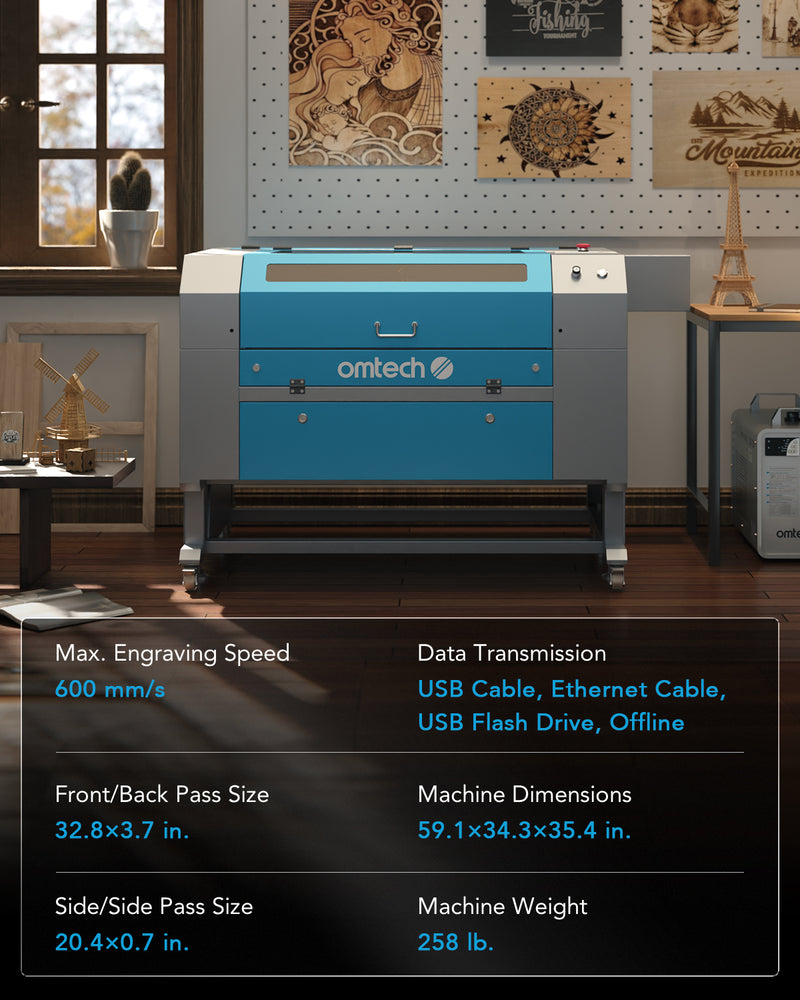 Pre-Owned AF2028-80 - 80W CO2 LASER ENGRAVER CUTTING MACHINE WITH 20" X 28" WORKING AREA AND AUTOFOCUS