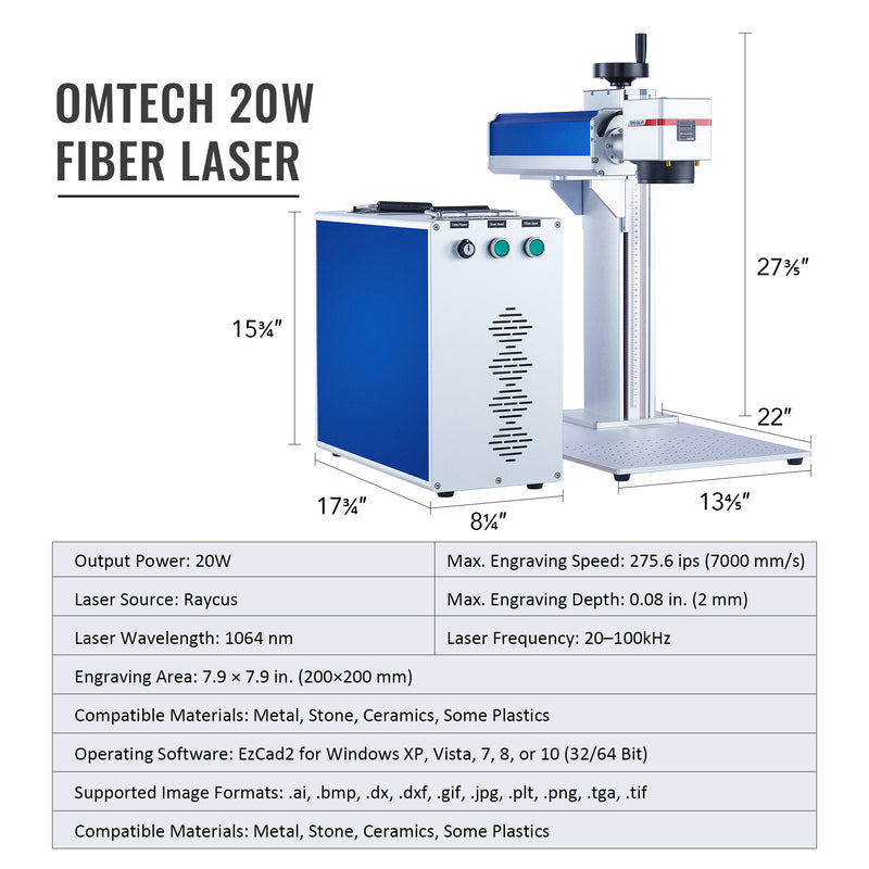 Pre-Owned Galvo Fiber 20 - 20W Split Fiber Laser Marker Engraving Machine with 4.3&