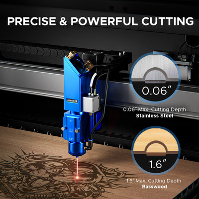 OMTech Pro 3655 Hybrid 150W Laser Cutting and Engraving Machine with 36'' x 55'' Working Area, Autofocus and Built-in Water Chiller