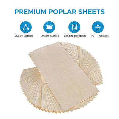 OMTech 24 Pack Poplar Wood Sheets, 12 x 24 Inch Poplar Plywood Sheets for Laser Engraving & Cutting