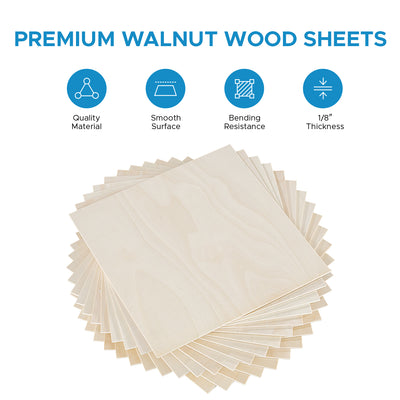 OMTech 24 Pack Poplar Wood Sheets, 12 x 12 Inch Poplar Plywood Sheets for Laser Engraving & Cutting