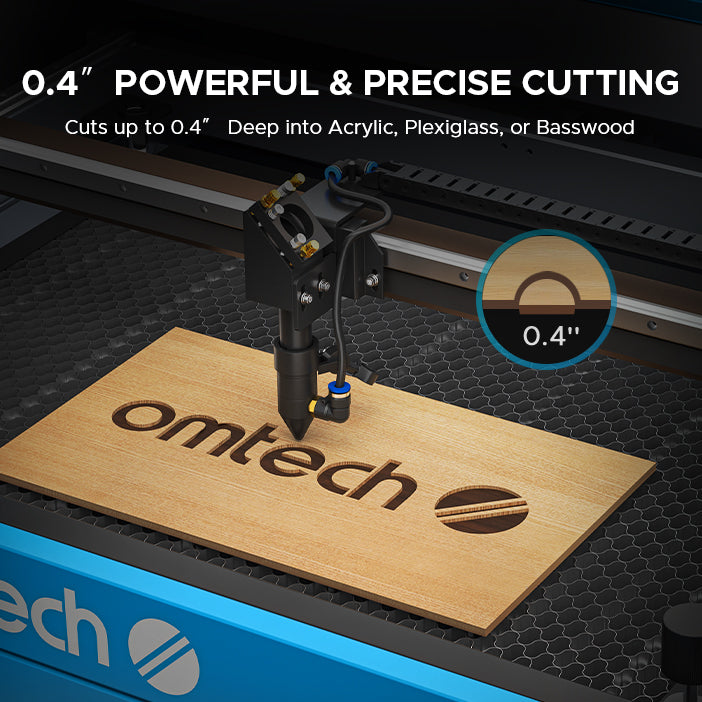 OMTech Maker 25 50W CO2 Laser Engraving and Cutting Machine with 12" x 20" Working Area