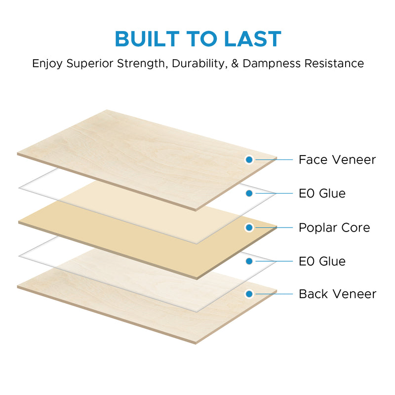 OMTech 24 Pack Poplar Wood Sheets, 12 x 24 Inch Poplar Plywood Sheets for Laser Engraving & Cutting