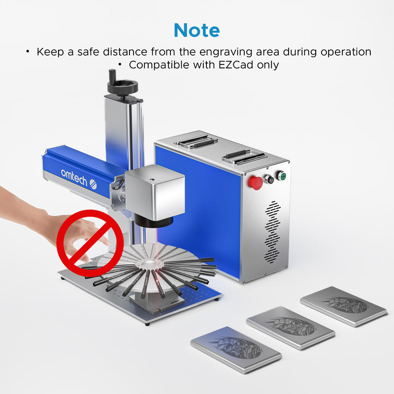 OMTech Fiber Laser Marking Machine Rotating Table for Engraving 24 Pens, 540mm Rotary Platform with 6 Adjustable Bottle Holders