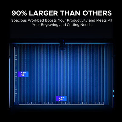 OMTech Pro 3655 Hybrid 150W Laser Cutting and Engraving Machine with 36'' x 55'' Working Area, Autofocus and Built-in Water Chiller