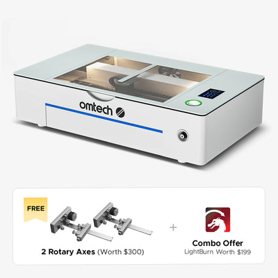 OMTech Polar+ 55W Desktop CO2 Laser Engraver and Cutter with Two Rotary Axes