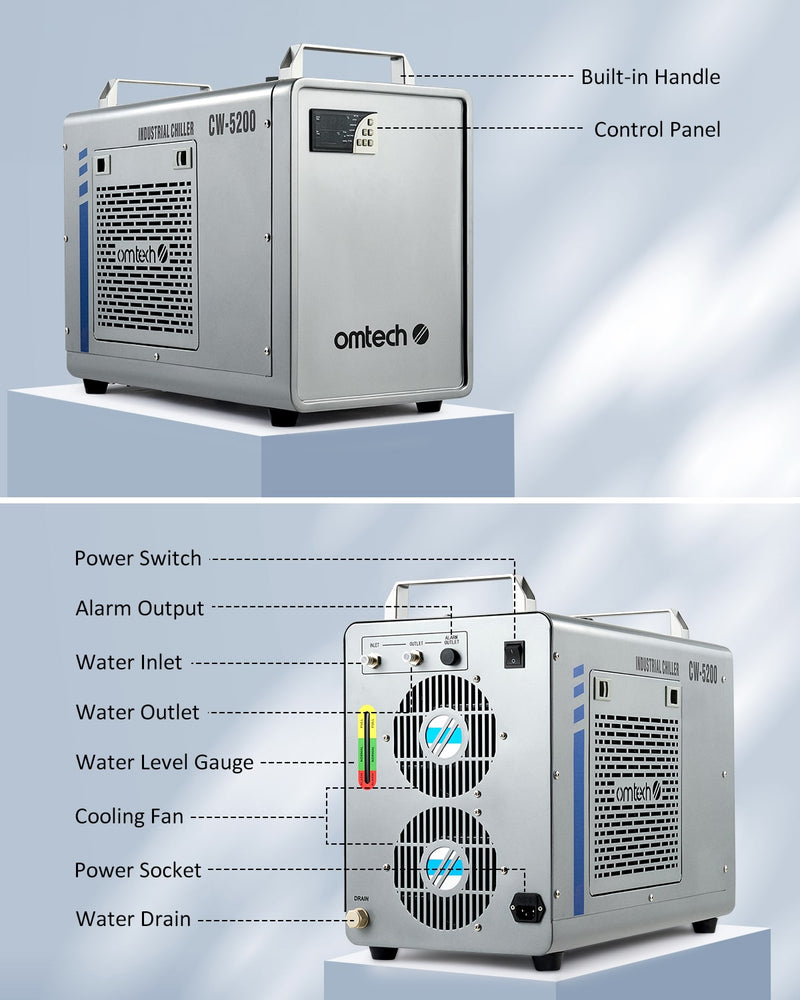 6L Industrial Single Water Chiller for 50W-150W CO2 Laser Engraver Machines