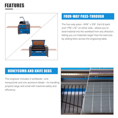 Pre-Owned AF1630-70E - 70W CO2 Laser Engraver Cutting Machine with 16” x 30” Working Area (with Auto Focus)