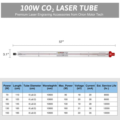 12000hr Service Life A4S CO2 Laser Tube Capacity