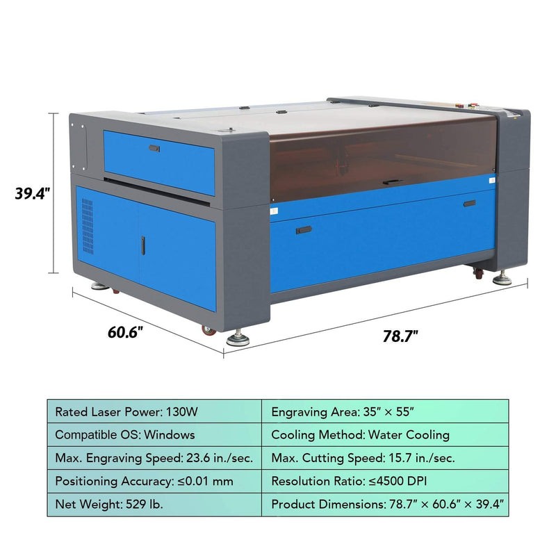 130W CO2 Laser Cutting Machine Dimensions & Specifications