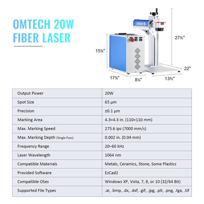 Pre-Owned FM4343-20S - 20W Split Fiber Laser Marker Engraving Machine with 4.3” x 4.3” Working Area
