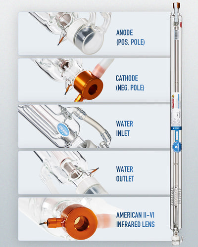 60W CO2 Laser Tube with Borosilicate Glass for Laser Engraver & Cutter Machine