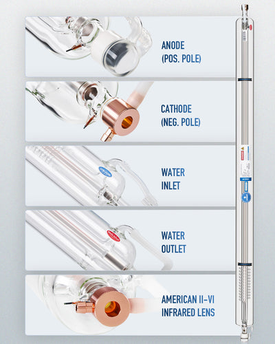 130W CO2 Laser Tube with Borosilicate Glass for Laser Engraver & Cutter Machine