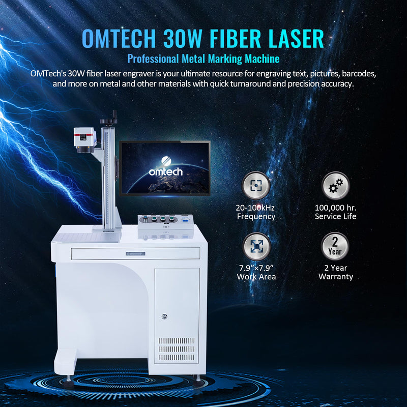 FM7979-30S - 30W Fiber Laser Marker Engraving Machine with 7.9” x 7.9” Working Area