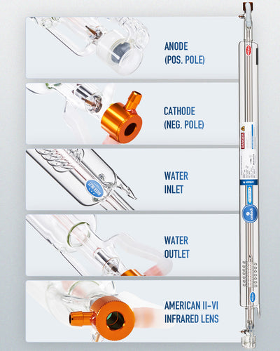 50W CO2 Laser Tube with Borosilicate Glass for Laser Engraver & Cutter Machine