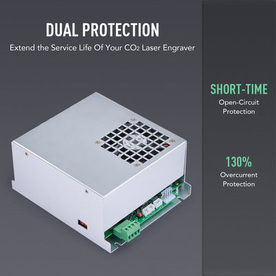 40W Power Supply with Overcurrent Short Circuit Protection for CO2 Laser Engravers & Cutters