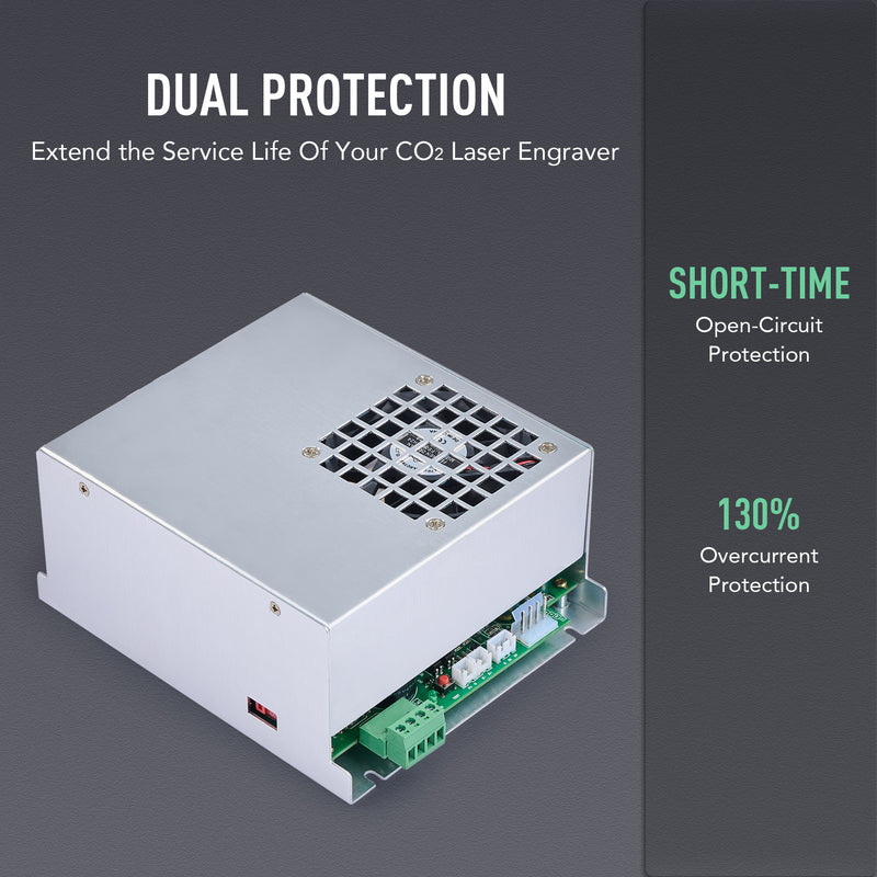 40W Power Supply with Overcurrent Short Circuit Protection for CO2 Laser Engravers & Cutters